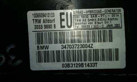 Foto 2ª: Airbag Lateral Delantero Derecho Bmw Serie 3 315 2.0 16V DIESEL CAT BERLINA 150CV 110KW [204D4] (2003)