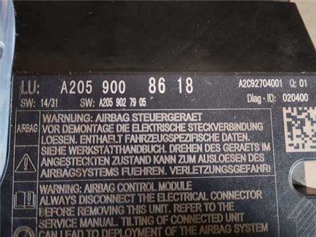 Foto 3ª: Centralita Airbag Mercedes Clase C 160 2.1 C 220 D (205.304) [2.1 LTR. - 125 KW CDI CAT] [651.921]