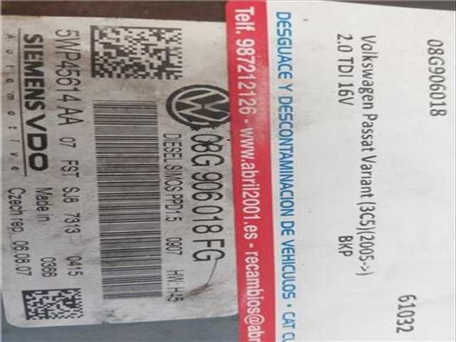 Foto 4ª: Centralita Motor ECU Volkswagen Passat 2.0 TDI 16V 140CV 103KW [BKP] (2008)