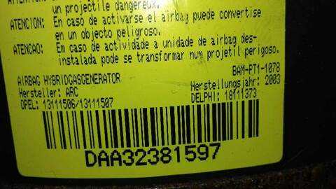 Foto 2ª: Airbag Delantero Izquierdo Opel Corsa 1.0 12V CAT Z 10 XEP - LJ4) 60CV 44KW [Z10XEP] (2003)