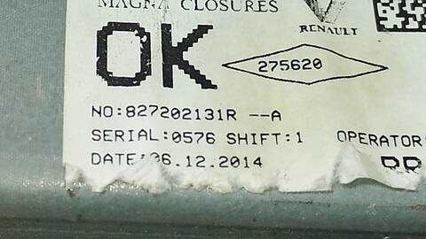 Foto 3ª: Elevalunas Manual Trasero Derecho Dacia Sandero STEPWAY 90CV 66KW [K9K C6] (2015)