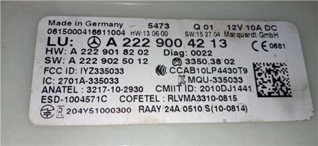 Foto 2ª: Centralita Motor ECU Mercedes Clase C 160 2.1 C 220 D (205.304) [2.1 LTR. - 125 KW CDI CAT]