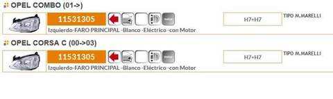 Foto 2ª: Faro Izquierdo Opel Combo 82CV 60KW