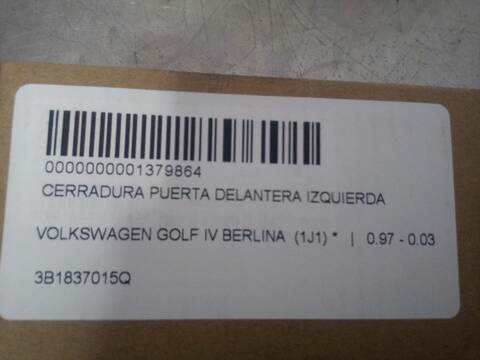 Cerradura Puerta Delantera Derecha Volkswagen Golf BERLINA 90CV 66KW