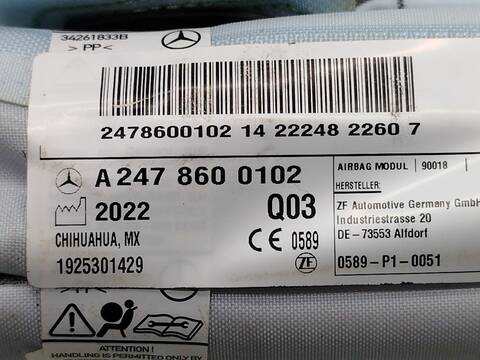 Foto 3ª: Airbag Cortina Delantero Derecho Mercedes Clase GLB 200 2.0 D 150CV 110KW AUT. 4MATIC 247.613 [654920] (2023)