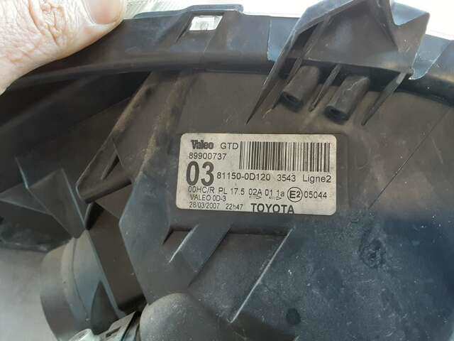 Foto 2ª: Faro Izquierdo Toyota Yaris 1.4 D4D 90CV [1ND-TV] (2007)