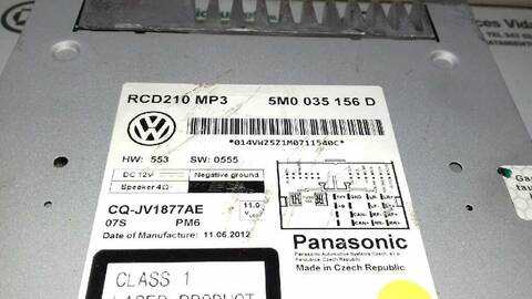Foto 2ª: Sistema Audio Radio CD Volkswagen Polo ADVANCE 105CV 77KW [CBZ] (2012)