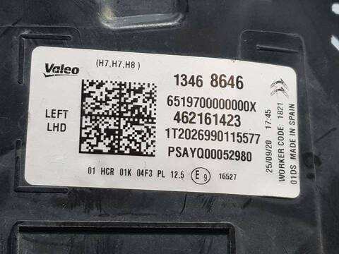 Foto 3ª: Faro Izquierdo Citroen C3 BLUEHDI 110 S S EAT6 SHINE AIRCROSS 110CV 81KW [YH01] (2020)