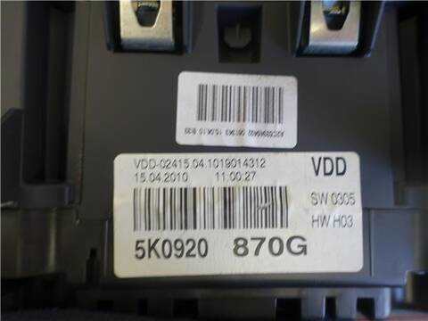 Foto 3ª: Cuadro de Instrumentos Volkswagen Golf 1.6 ADVANCE 105CV 77KW [CAYC] (2010)