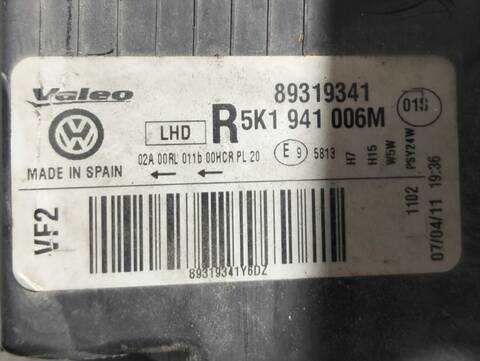 Foto 2ª: Faro Derecho Volkswagen Golf CAYB (2010)