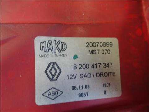 Foto 3ª: Piloto Trasero Derecho Renault Megane 1.5 DCI 106CV 78KW II SEDAN LM0/1_) [K9K 732] (2006)