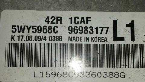 Foto 3ª: Centralita Motor ECU Chevrolet Aveo 1.2 CAT 84CV 62KW [B12D1] (2009)