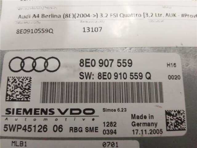 Foto 2ª: Centralita Motor ECU Audi A4 3.2 FSI QUATTRO [3.2 LTR. - 188 KW V6 24V FSI] [AUK]