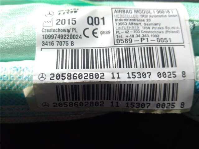 Foto 3ª: Airbag Cortina Delantero Derecho Mercedes Clase C 160 2.1 C 220 D (205.304) [2.1 LTR. - 125 KW CDI CAT] [651.921]