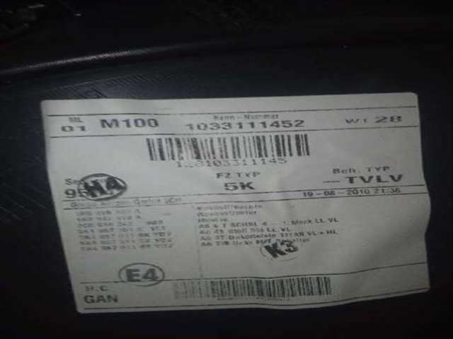 Foto 2ª: Tapizados Cartoneras Volkswagen Golf ADVANCE 105CV 77KW [CAY] (2010)