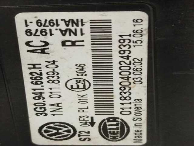 Foto 3ª: Faro Antiniebla Delantero Derecho Volkswagen Passat ADVANCE BMT 120CV 88KW (2014)
