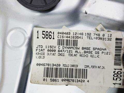Foto 4ª: Elevalunas Eléctrico Delantero Derecho Fiat Stilo 1.9 JTD CAT 116CV 85KW [192A1000] (2003)