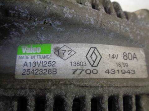 Foto 3ª: Alternador Renault Megane 1.9 D AUTHENTIQUE BERLINA 64CV 47KW I FASE 2 BERLINA BA0) [F8Q] (2000)
