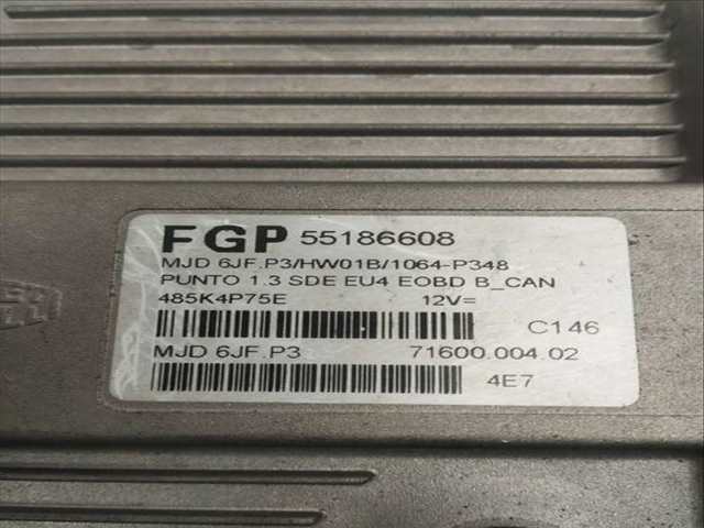 Foto 3ª: Centralita Motor ECU Fiat Punto 1.3 JTD 70 MULTIJET DYNAMIC BERLINA 69CV 51KW [188A9000] (2005)